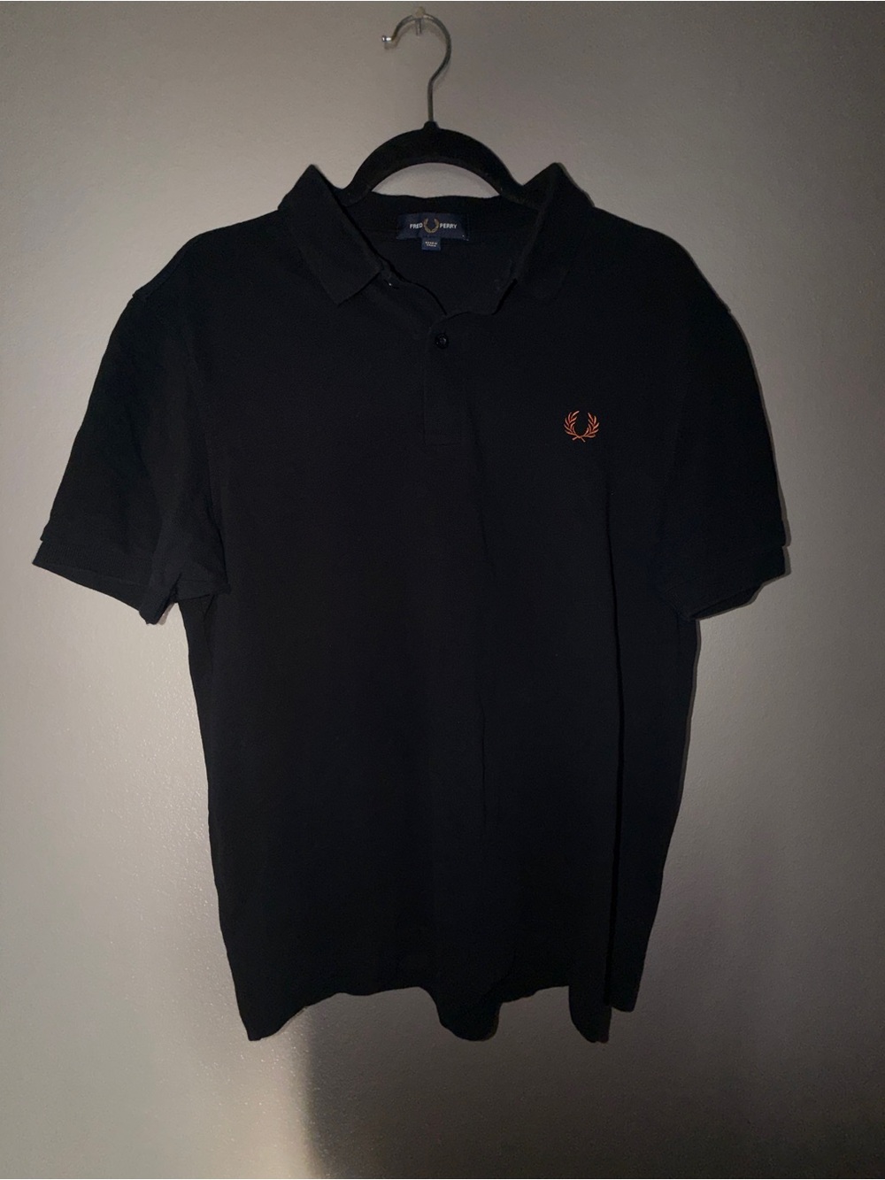 Fred Perry Black Polo with Orange Laurel Logo